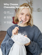 40Lbs/24H Self‑Cleaning Countertop Nugget Pebble Ice Maker with Scoop & Basket