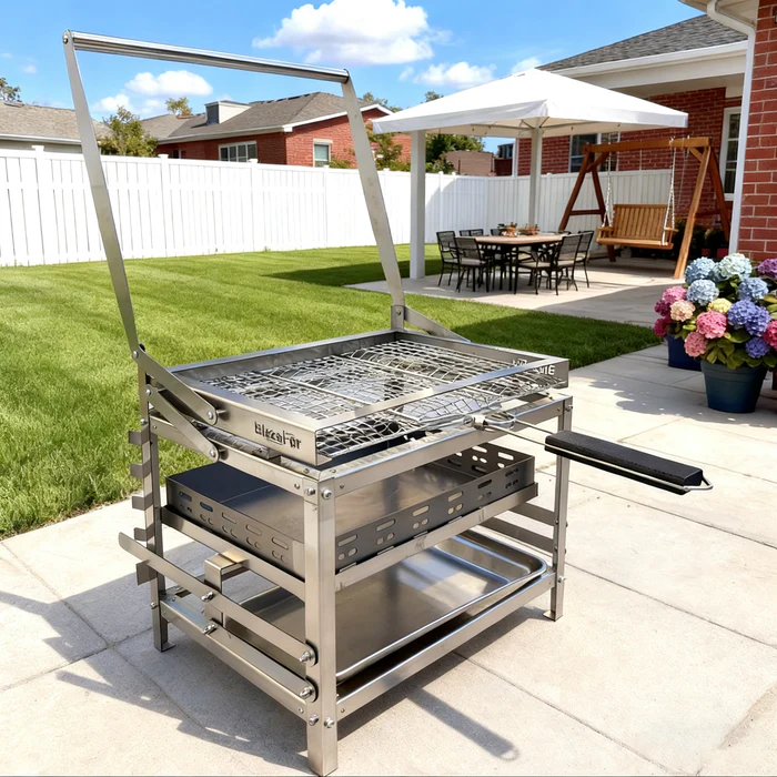 Adjustable Rotating Charcoal BBQ Grill for Garden & Camping