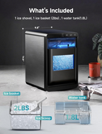 40Lbs/24H Self‑Cleaning Countertop Nugget Pebble Ice Maker with Scoop & Basket