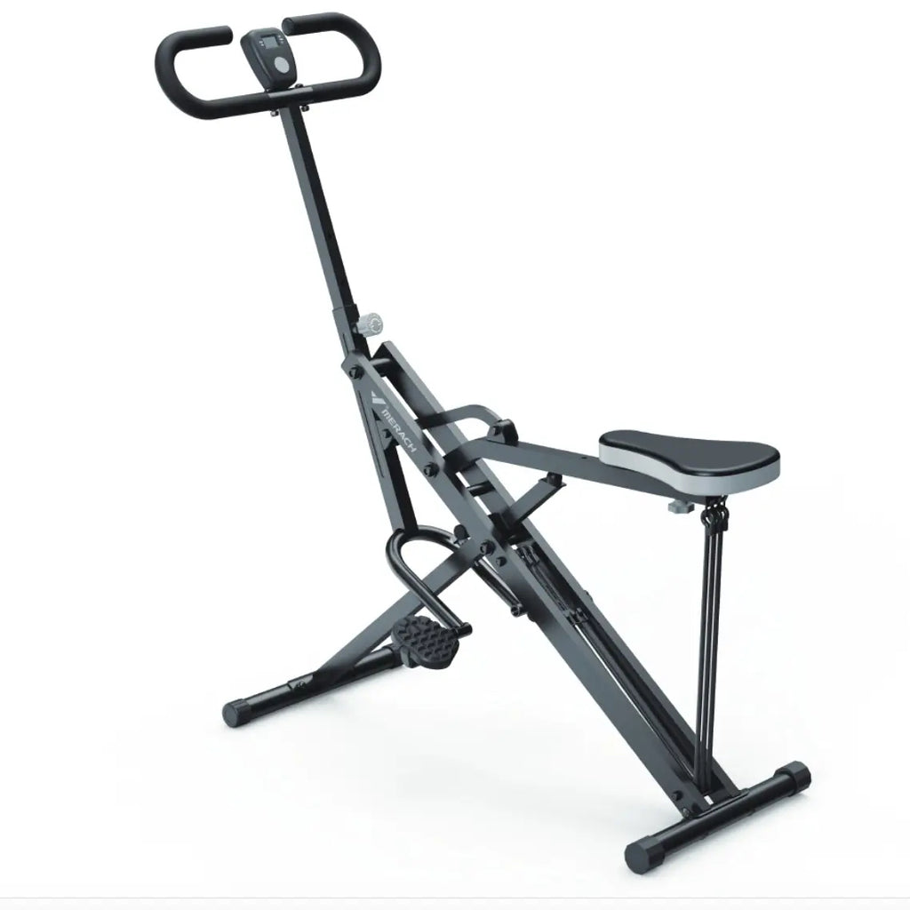 2-in-1 Squat Rowing Machine, 350LBS Foldable Leg & Glute Trainer with LCD Monitor Home Gym