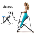 2-in-1 Squat Rowing Machine, 350LBS Foldable Leg & Glute Trainer with LCD Monitor Home Gym