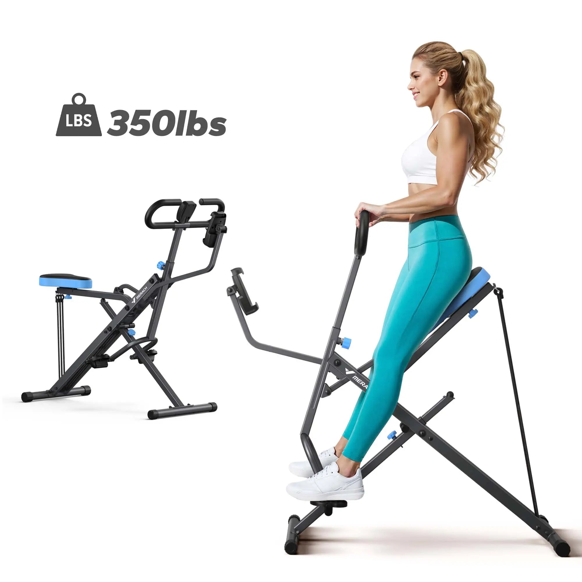 2-in-1 Squat Rowing Machine, 350LBS Foldable Leg
