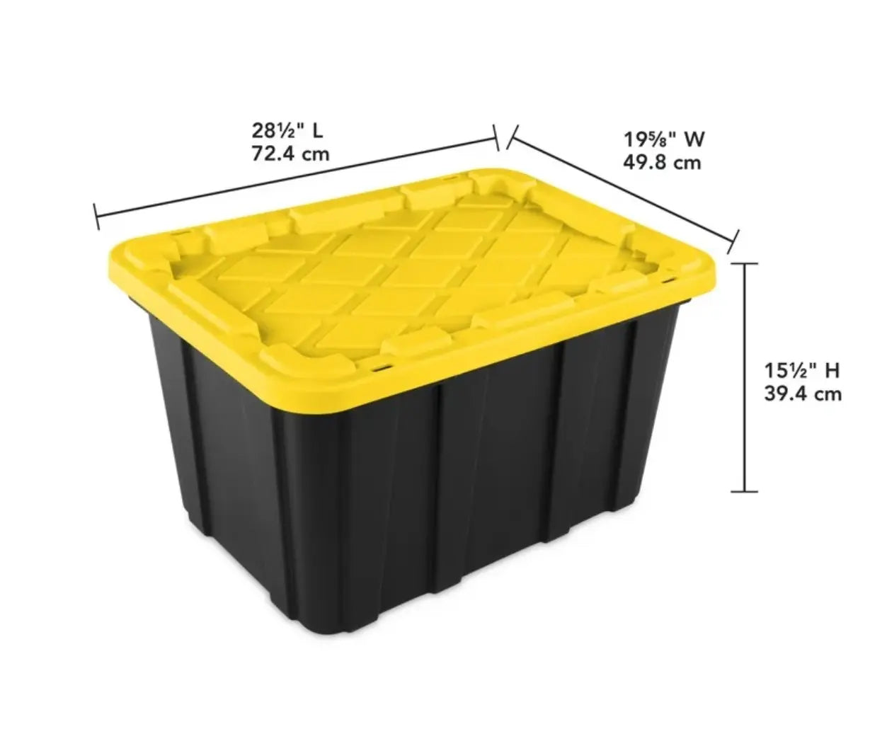 6 Pack 27 Gallon Plastic Storage Totes with Snap Lids, Heavy Duty Black Yellow Large Stackable Storage Bins