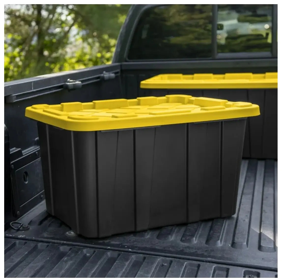 6 Pack 27 Gallon Plastic Storage Totes with Snap Lids, Heavy Duty Black Yellow Large Stackable Storage Bins