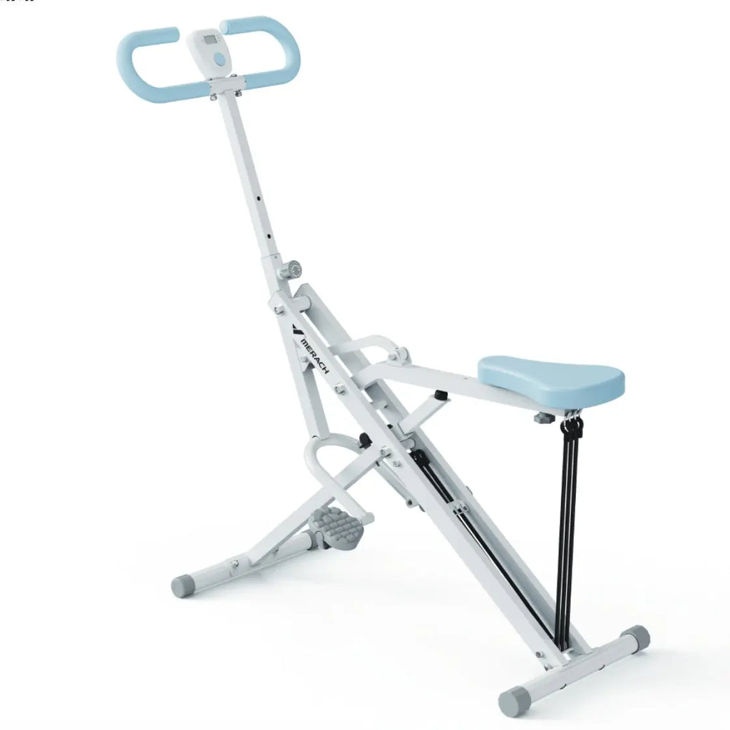 2-in-1 Squat Rowing Machine, 350LBS Foldable Leg & Glute Trainer with LCD Monitor Home Gym