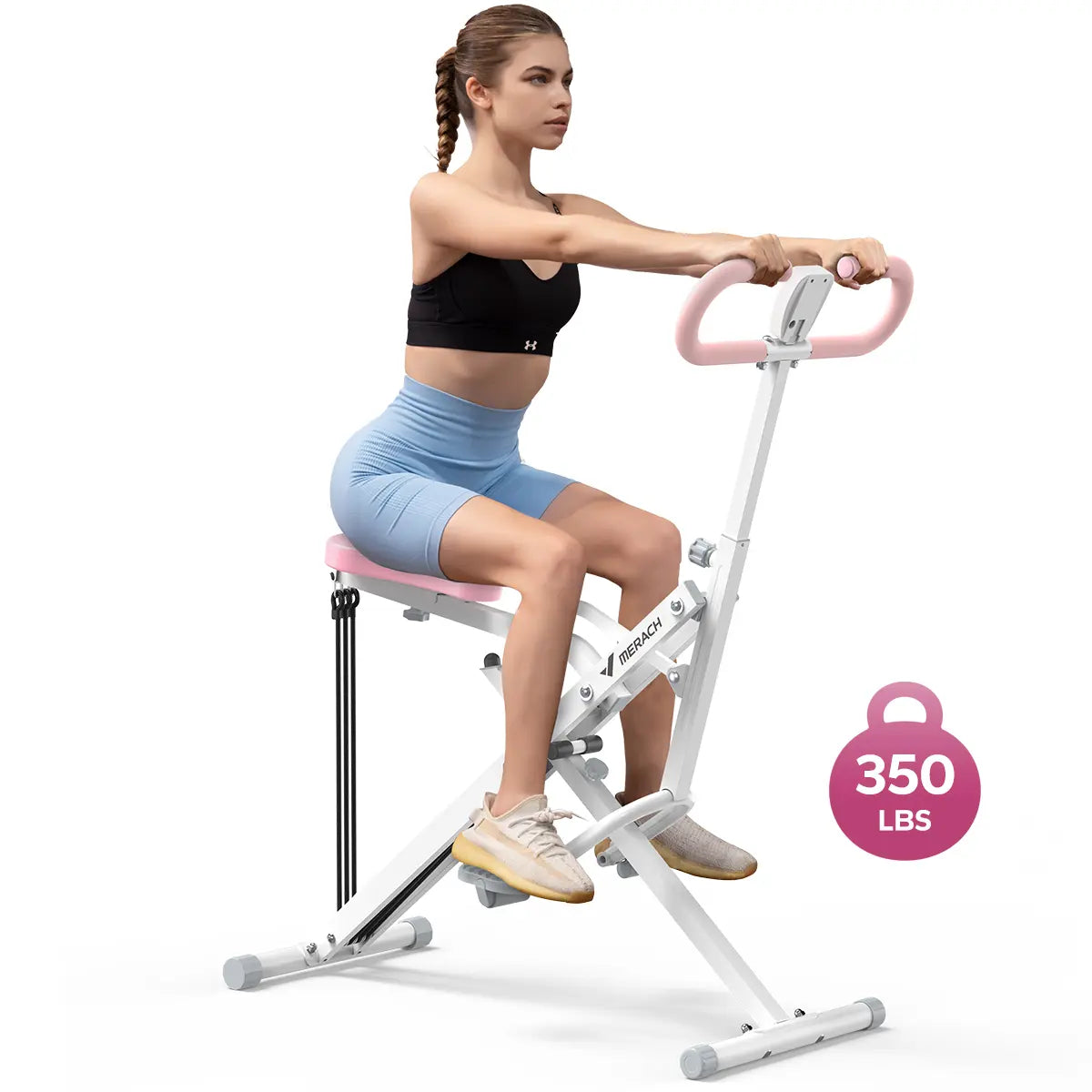 2-in-1 Squat Rowing Machine, 350LBS Foldable Leg