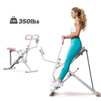 2-in-1 Squat Rowing Machine, 350LBS Foldable Leg & Glute Trainer with LCD Monitor Home Gym