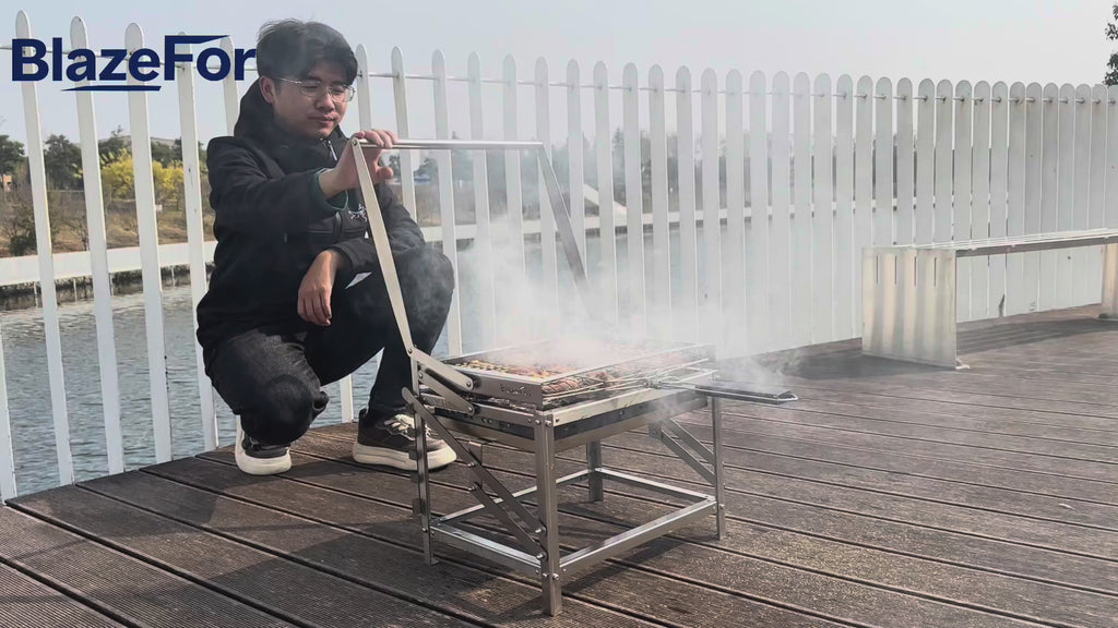 Adjustable Rotating Charcoal BBQ Grill for Garden & Camping