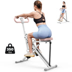 2-in-1 Squat Rowing Machine, 350LBS Foldable Leg & Glute Trainer with LCD Monitor Home Gym