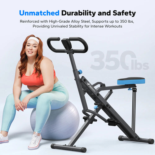 2-in-1 Squat Rowing Machine, 350LBS Foldable Leg