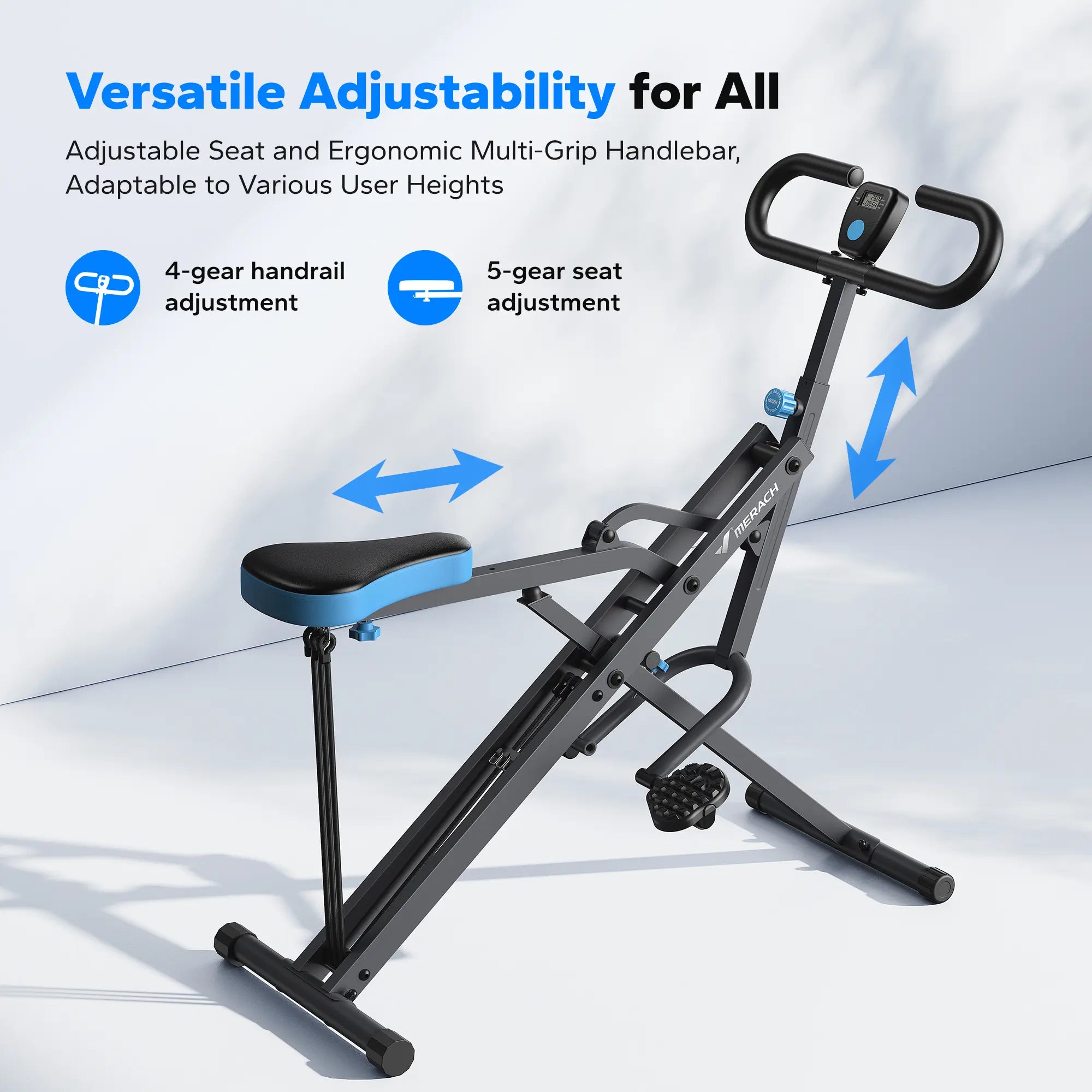 2-in-1 Squat Rowing Machine, 350LBS Foldable Leg