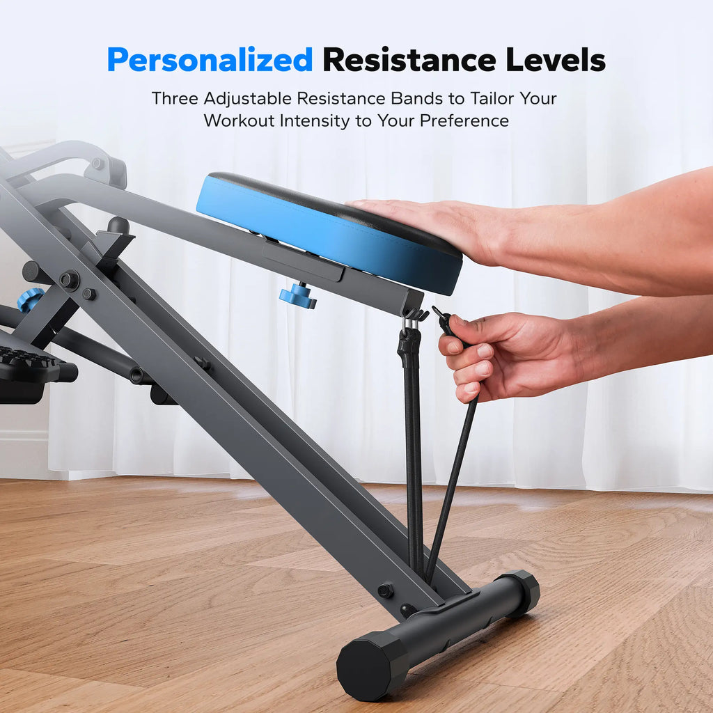2-in-1 Squat Rowing Machine, 350LBS Foldable Leg & Glute Trainer with LCD Monitor Home Gym
